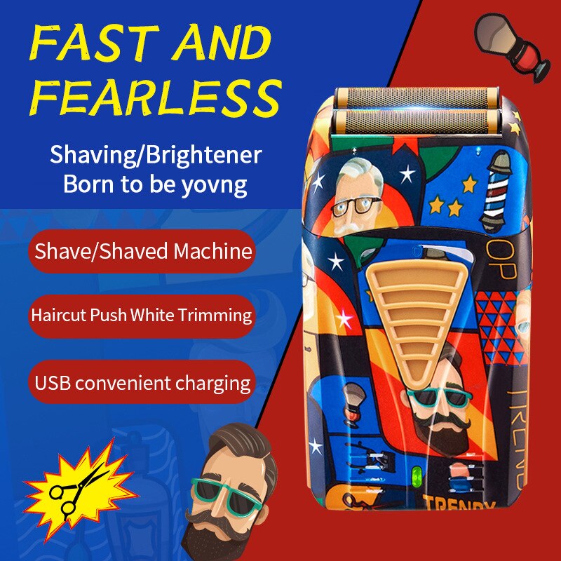 Shaving Machine for Men New Rechargeable Graffiti Men's Electric Shaver Men's Beard Trimmer