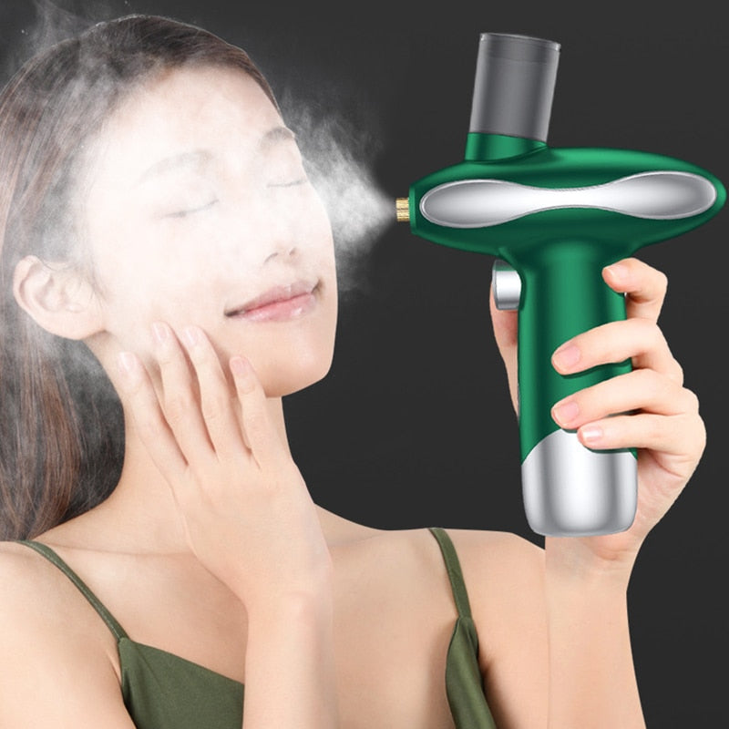 Portable Oxygen Injection Instrument Red Blue Light Face Steamer Humidifier Beauty Skin Care Tools High Pressure Water Sprayer