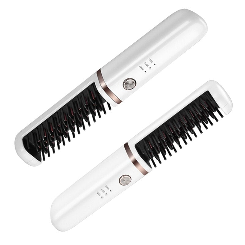 Hot Air Hair Dryer Brush, Multifunction Electric Hair Straightener Brush Negative Ion Fast Heat Curler Comb Styler Tools