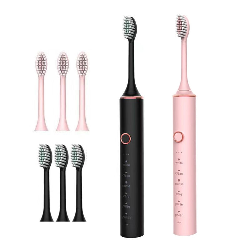 Ultrasonic Sonic Electric Toothbrush for Adults USB Rechargeable Waterproof Electric Teeth Tooth Brushes with 8 Replacement Heads