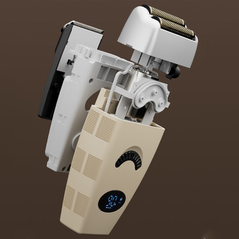 Rechargeable Hair & Beard Electric Shaver for Men Wet Dry Facial Electric Razor Foil Bald Head Shaving Machine for Men