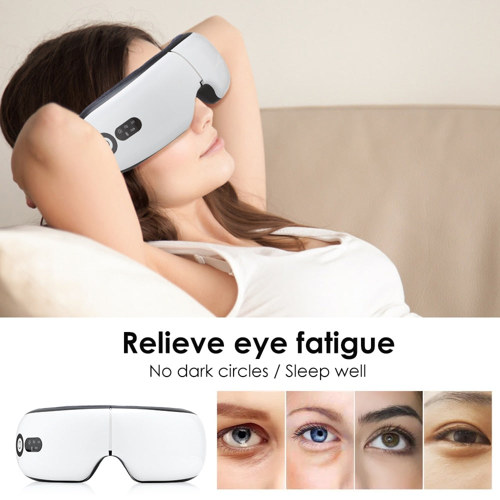 Smart Hot Compress Eye Massager 4D Airbag Massage Multi-frequency Vibration Bluetooth Music Eye Protection Device Sleep Massage Device USB Charging