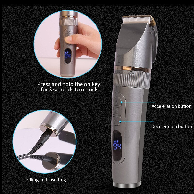 Hair Clipper Professional Electric Trimmer for Men with LED Screen Washable Rechargeable Shaving Hair Trimmer Beard Trimmer
