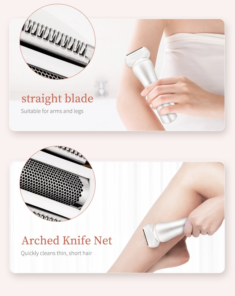 Electric Razor for Women Bikini Trimmer Painless Lady Electric Shaver Wet and Dry Pubic Hair Removal Trimmer for Underarm Arm