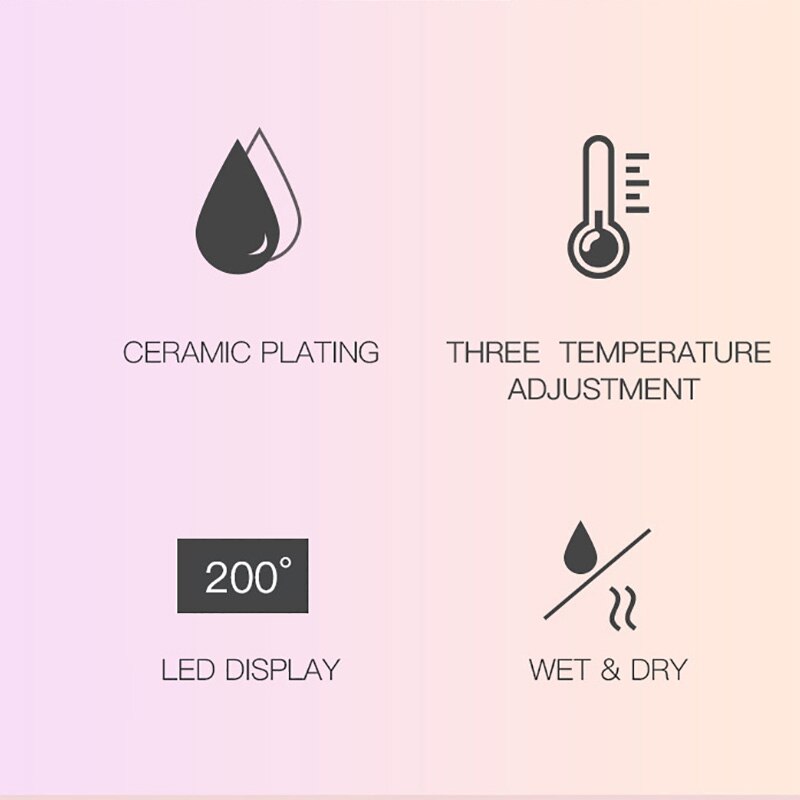 USB Hair Curler Rechargeable Cordless Hair Straightener Ceramics Splint 3 Temperature Led Display Styles Tool