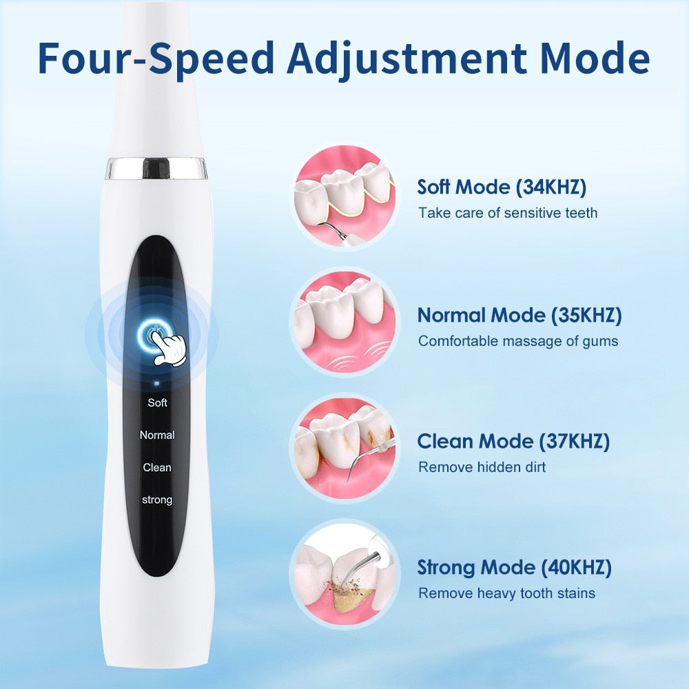 Ultrasonic Teeth Cleaner Electric Dental Plaque Remover Rechargeable Sonic Dental Calculus Scaler 4 Modes Adults Tooth Whitening