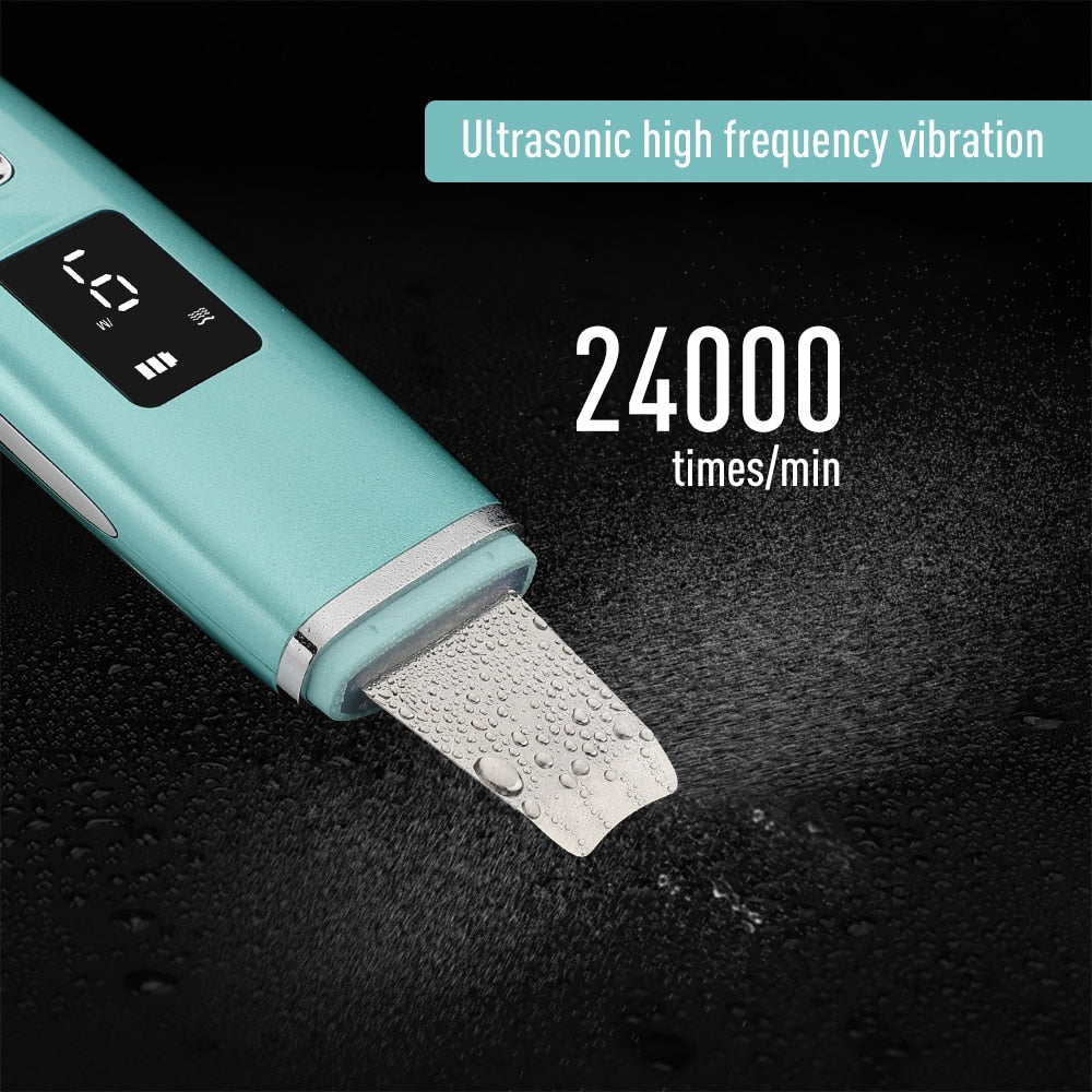 Ultrasonic Skin Scrubber EMS Facial Pore Deep Cleansing Spatula Blackhead Dead Skin Remover Acne Extractor Face Lifting Massager