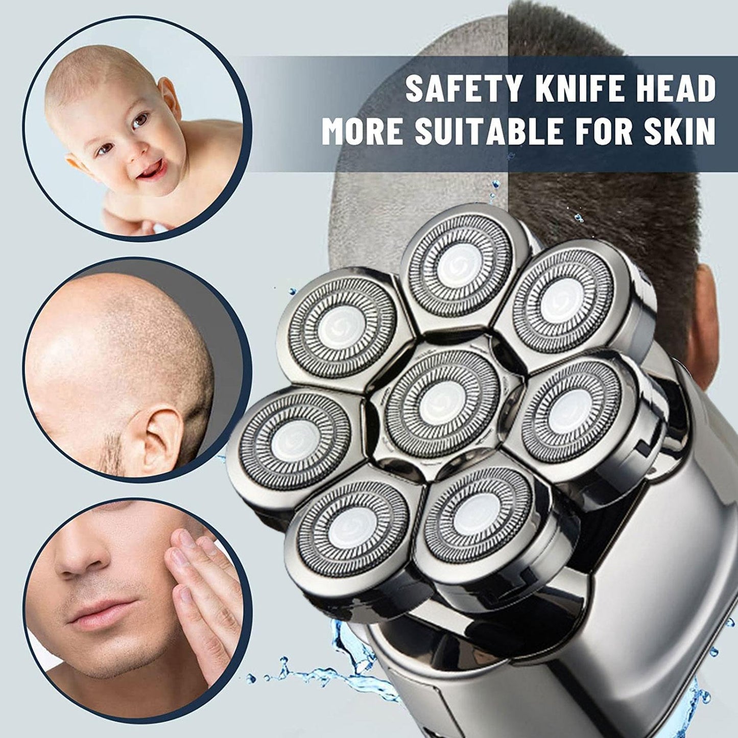 8 Heads Electric Shaver 8d Men Rechargeable Rotary Beard Waterproof Wet Dry Portable Mini Shaving Machine for Bald