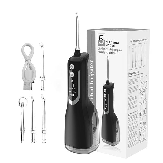 Upgrated Intelligent Oral Irrigator Water Dental Flosser Rechargeable 5Mode Portable Dental Water Jet IPX7 Waterproof 330ml 4Tip