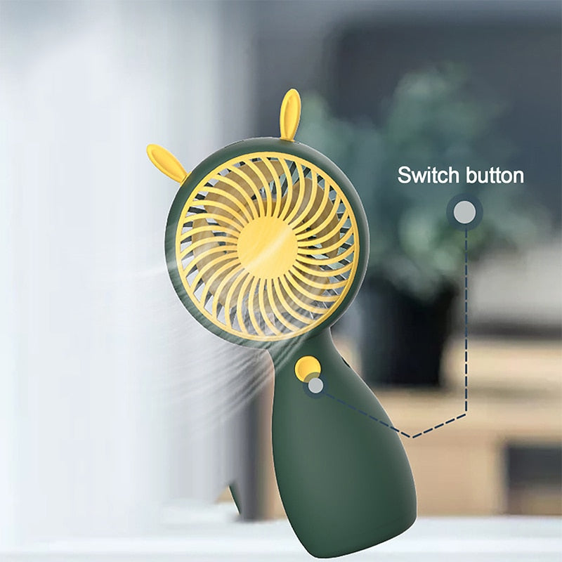 Portable Mini Fan USB Charging Handheld Cartoon Fan For Outdoor Creative Cute Mute Lanyard Desktop Small Cooling Conditioner Fan
