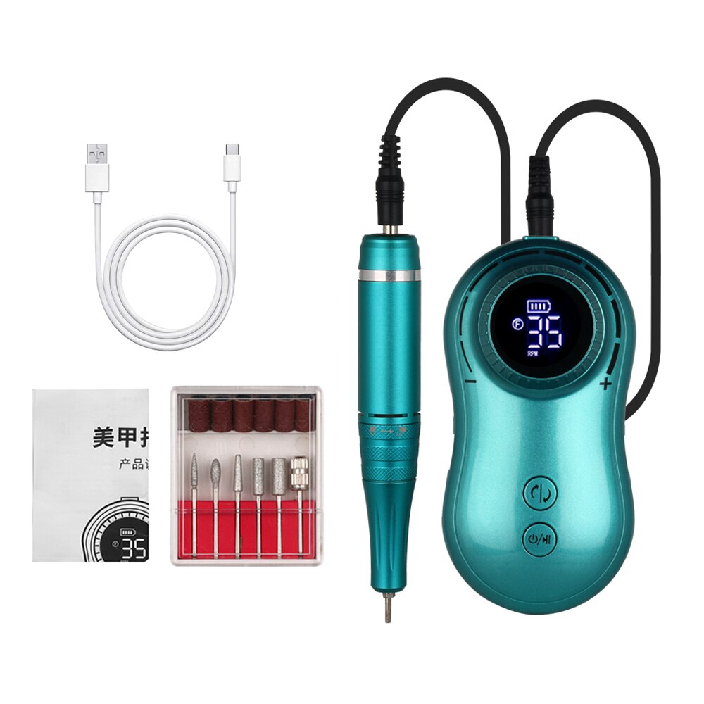 Professional Nail Drill Machine 35000RPM Speeds Rechargeable Manicure Pedicure Tools With LCD Display Nail File For Polish Nails