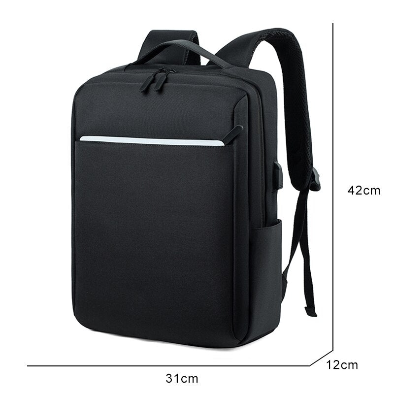 Simple Business Style Men's Backpacks For 15.6 Inches Laptop Portable Backpack With USB Charging Gray Multifunctional Male Bag