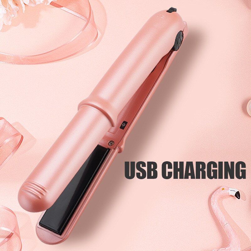 USB Hair Curler Rechargeable Cordless Hair Straightener Ceramics Splint 3 Temperature Led Display Styles Tool