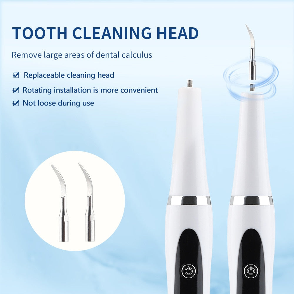 Ultrasonic Teeth Cleaner Electric Dental Plaque Remover Rechargeable Sonic Dental Calculus Scaler 4 Modes Adults Tooth Whitening