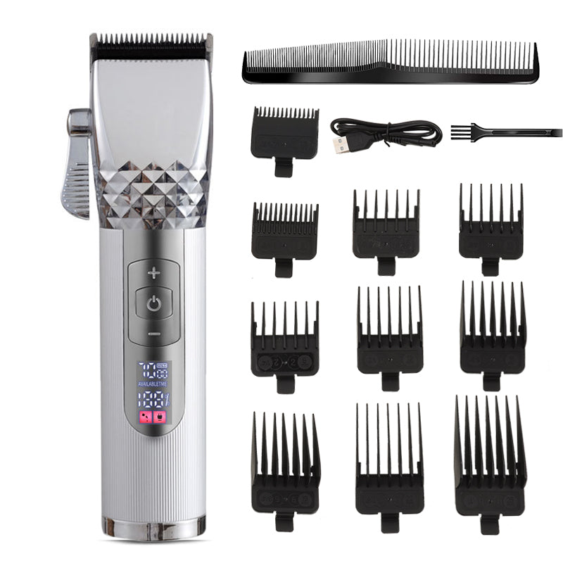 Professional Hair Clipper for Men Cordless Rechargeable Hair Trimmer Barber Clipper Haircutting Beard Grooming Kit 10 Combs