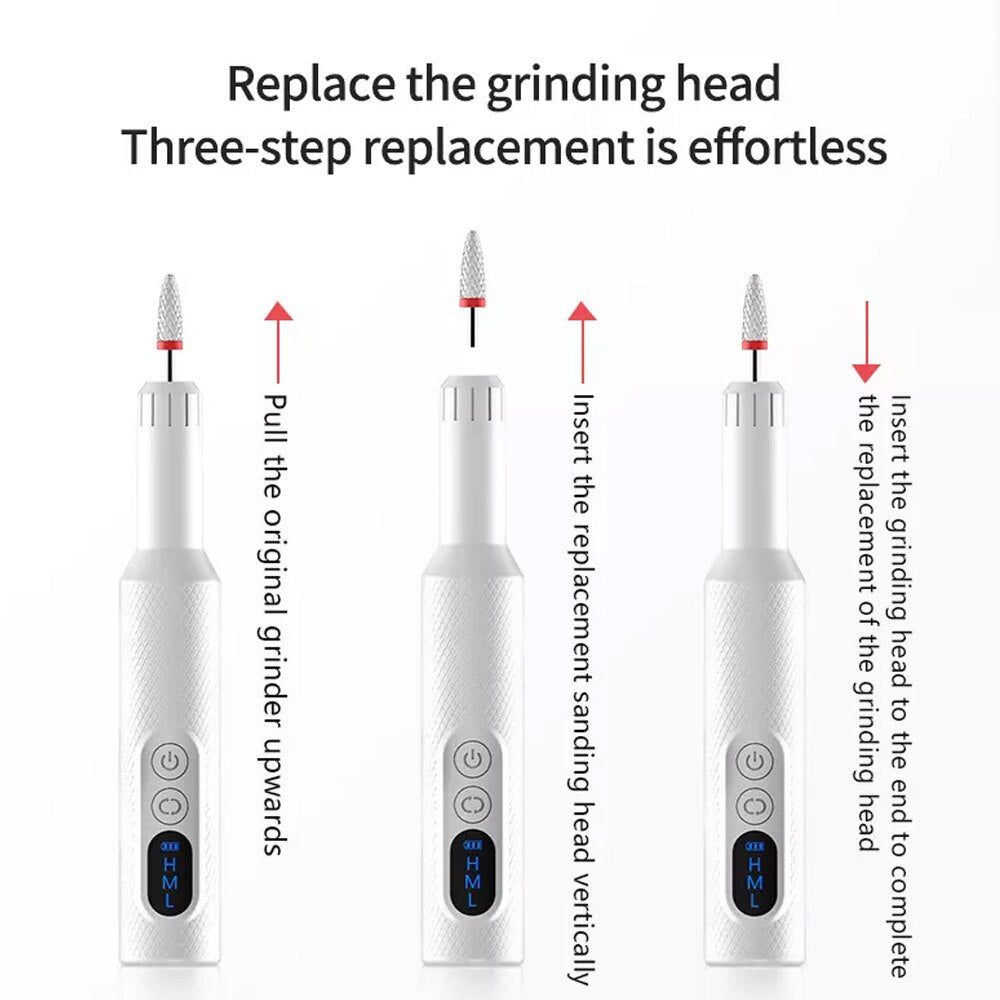 Electric Nail Drill Machine with Charging Base Electric Nail Sander Cordless Rechargeable Manicure Pedicure Set Nail Art Tools