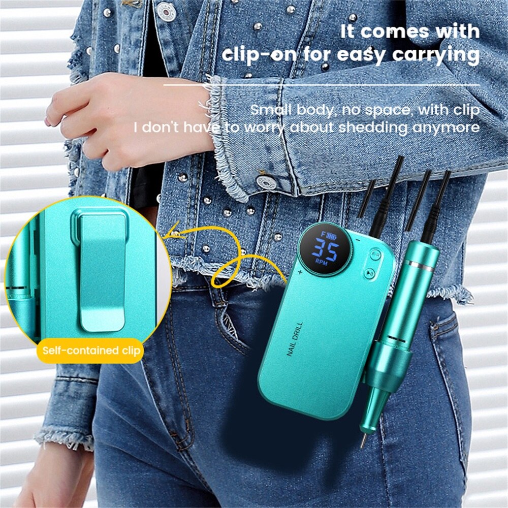 35000RPM Portable Electric Nail Drill Manicure Machine Acrylic Gel Polish Nails Sander Rechargeable Nail Polishing Tools Speed