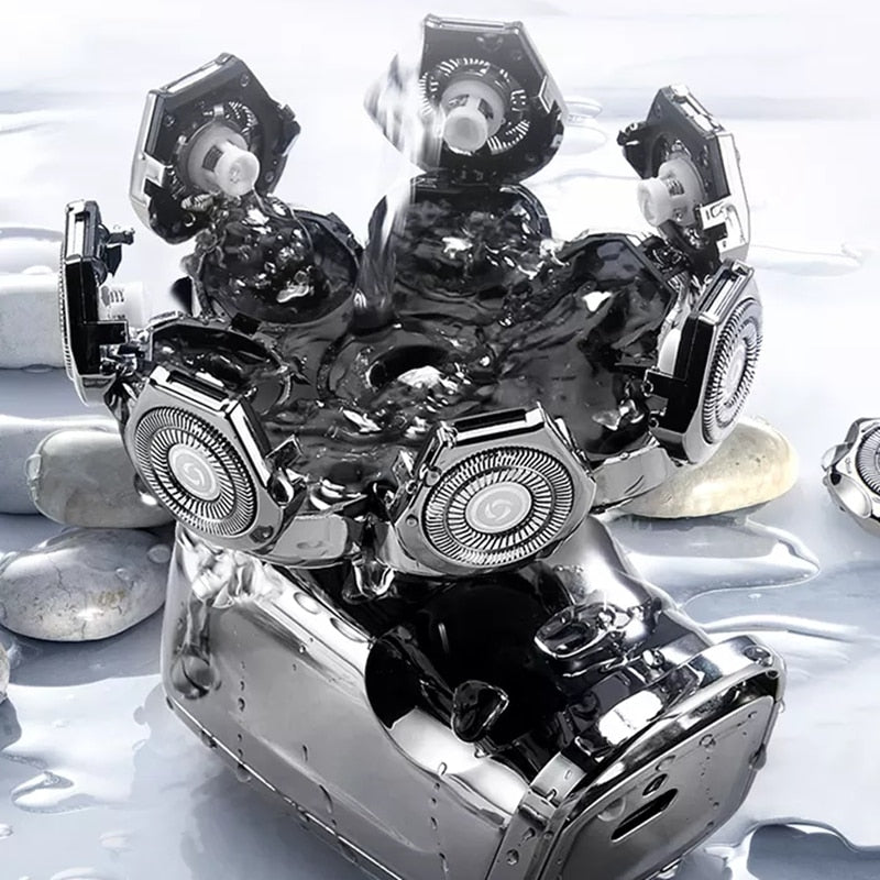 8 Head Wet Dry Electric Shaver for Men Washable Beard Electric Razor Head Bald Shaving Machine Rechargeable