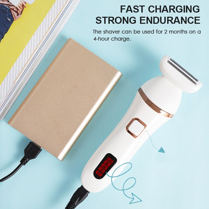 Electric Shaver for Women Rechargeable Body Hair Removal 3 Blades Pubic Hair Shaving Razor for Legs Underarms Bikini Trimmer