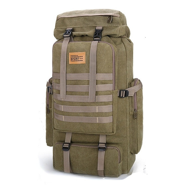 80L Climb Bag Military Tactical Canvas Backpacks Large Backpack Outdoors Hiking Camping Travel Bags Fishing Rod Bag