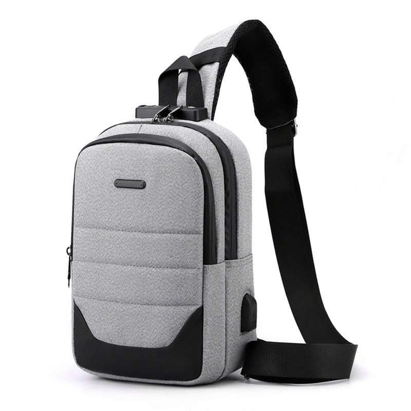 Multi-function Crossbody Bags For Men USB Charging Messenger Chest Bag Anti-theft Combination Lock Rucksack Male Business Casual
