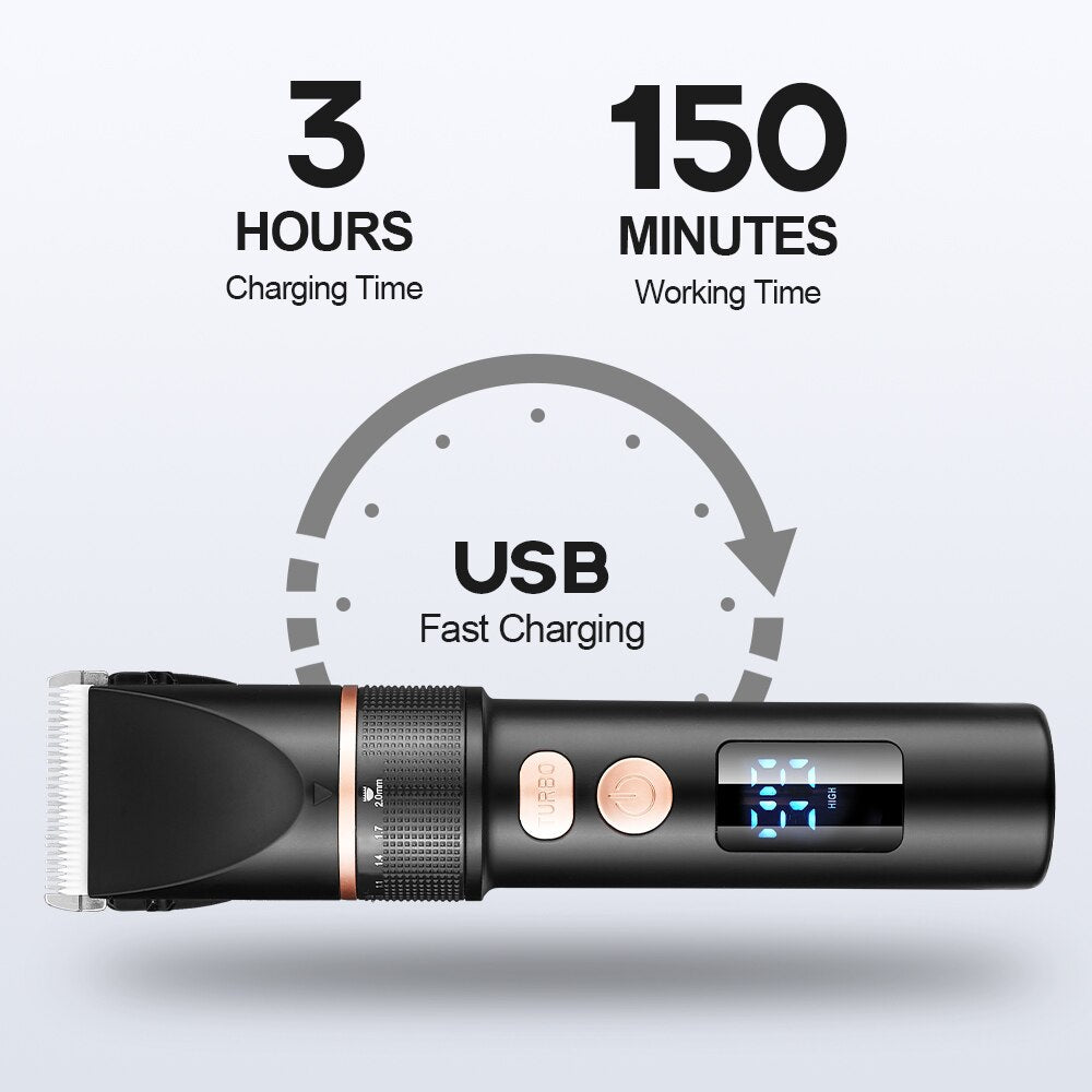 Electric Titanium Ceramic Blade Salon Hair Trimmer Titanium Ceramic Blade Salon Men Hair Cutting Barber Machine LCD Display