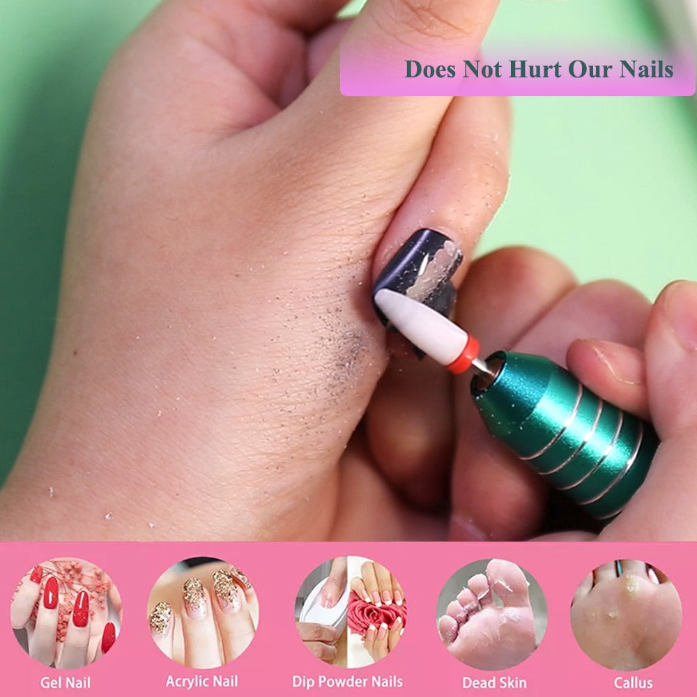 Rechargeable Electric Nail File Cordless Nail Drill Machine File Kit for Acrylic Gel Nails Manicure Pedicure Tool For Home Salon