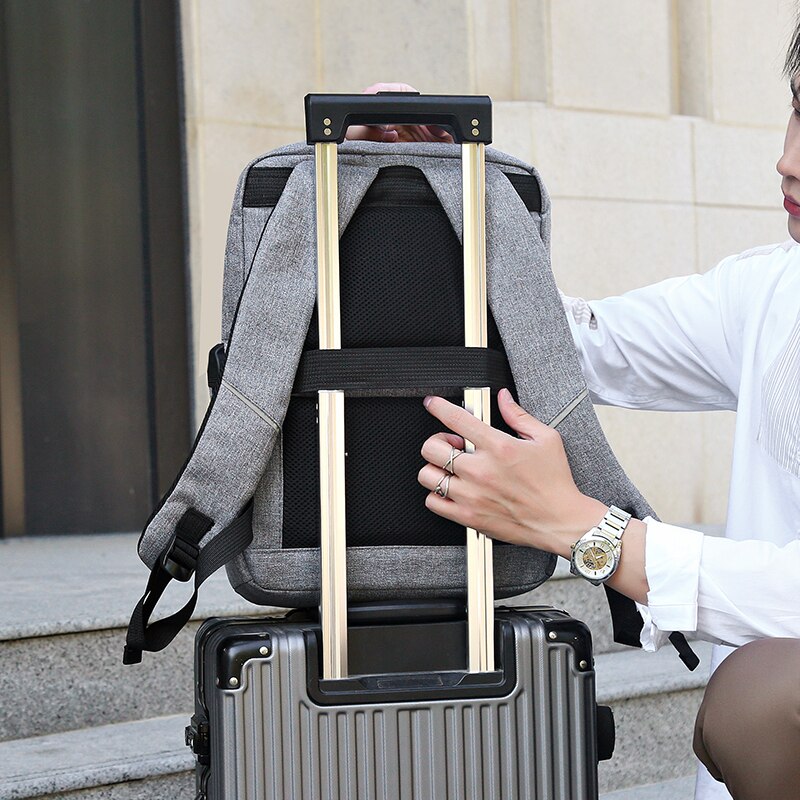 Fashion Men's Backpack Oxford Cloth Waterproof Large Capacity Shoulder Bag Holds 15.6 Inches Laptop Bag With USB Port Rucksack