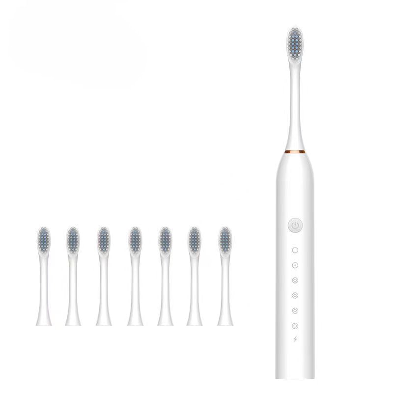 Ultrasonic Sonic Electric Toothbrush USB Charging Electronic Teeth Brush Adult Tooth Whitening 6 Mode IPX7 Waterproof with 8 Heads