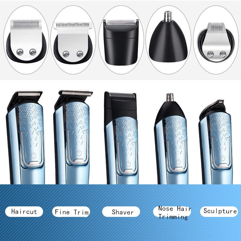 5in1 Professional Hair Clipper Cutting Machine Digital Display USB Charging Men's Electric Shaver Nose Trimmer Engraver Male