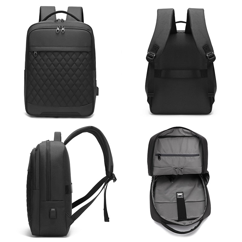 Business Backpack For Men Rhombus Design High-quality Nylon Multifunctional Laptop Backbag Luxury Waterproof Portable Travel Bag