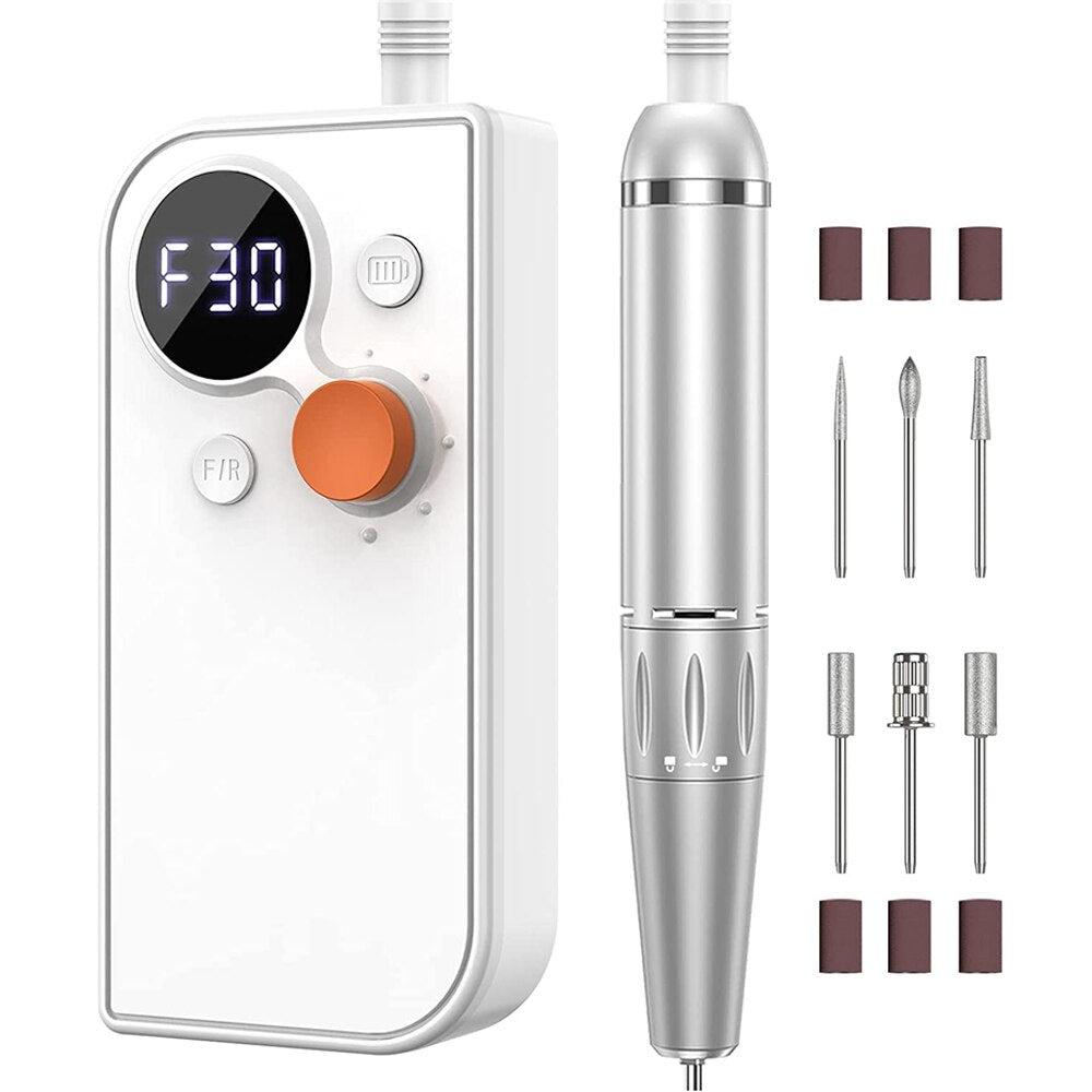 Portable Nail Drill Pen Polisher Rechargeable Electric Nail Drill Machine For Acrylic Nail 30000RPM Nail Manicure Pedicure Tools