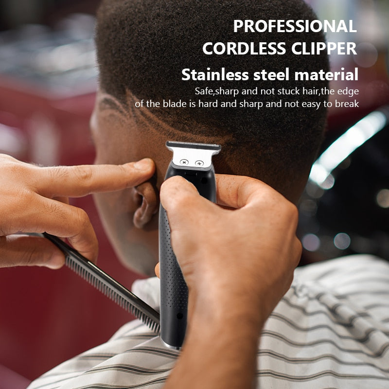 Professional Hair Clipper Men's Barber Beard Trimmer Rechargeable Hair Cutting Machine Ceramic Blade Low Noise Adult Kid Haircut