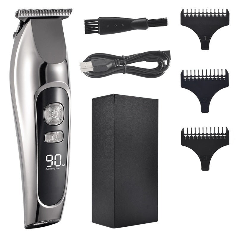 Professional Hair Clipper Men's Barber Beard Trimmer Rechargeable Hair Cutting Machine Ceramic Blade Low Noise Adult Kid Haircut