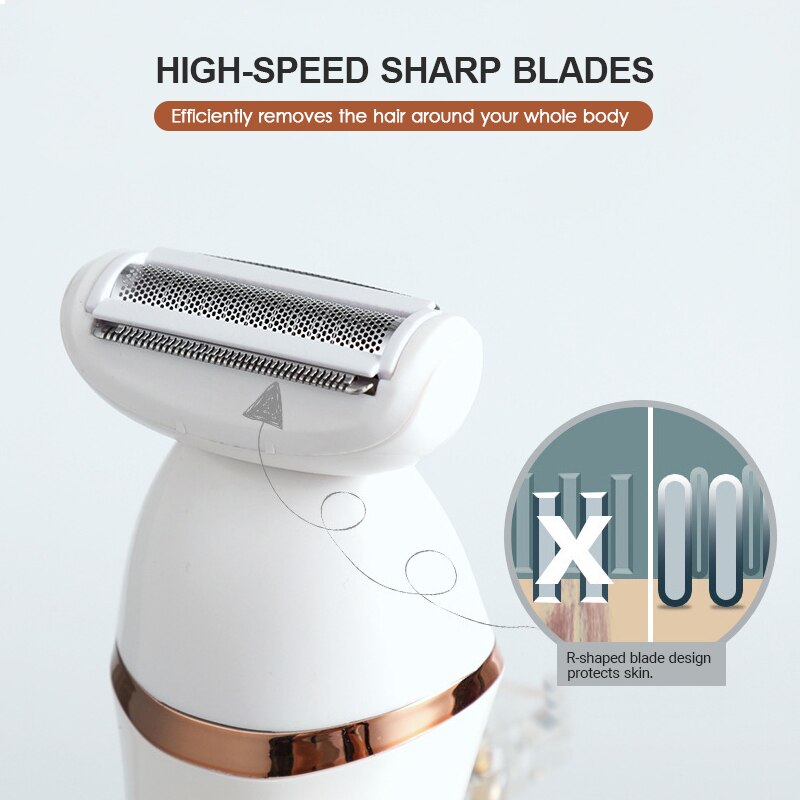 Electric Shaver for Women Rechargeable Body Hair Removal 3 Blades Pubic Hair Shaving Razor for Legs Underarms Bikini Trimmer