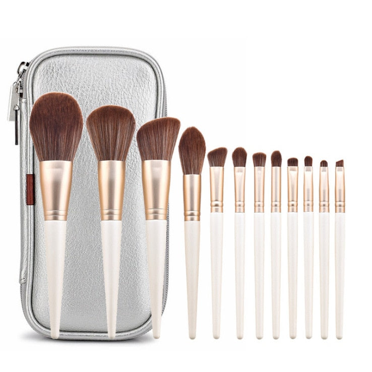 12pcs Poppies Makeup Brushes Set Beginner Foundation Eye Shadow Loose Powder Blush Highlight Brush