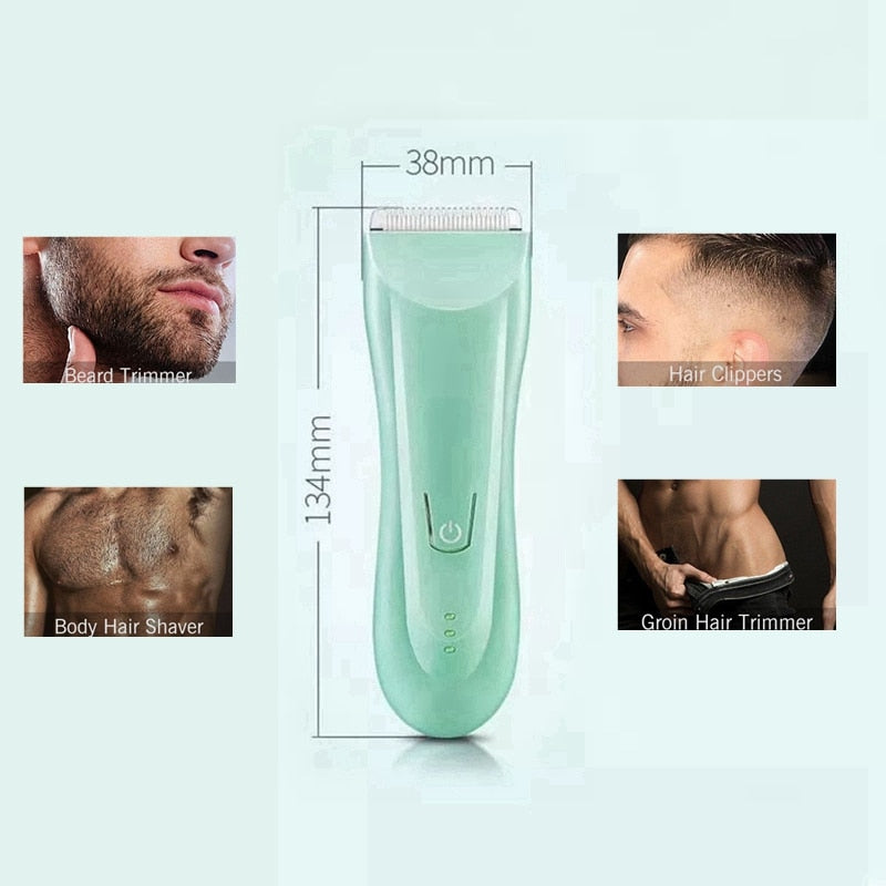 Washable Groin & Body Trimmer for Men & Women Electric Face Beard Hair Trimmer Rechargeable Pubic Ball Shaver & Body Groomer