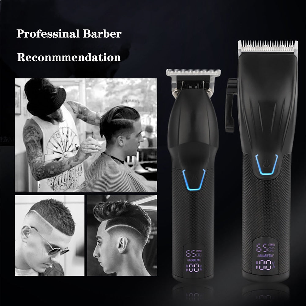 2pcs/Set Professional Hair Clipper for Men Barber Cordless Electric Clipper Trimmer 0mm Baldhead Clippers Hair Cutting Machine