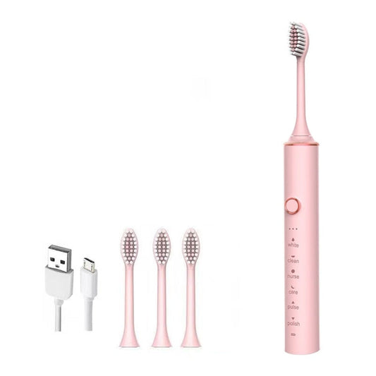 Ultrasonic Sonic Electric Toothbrush for Adults USB Rechargeable Waterproof Electric Teeth Tooth Brushes with 4 Replacement Heads