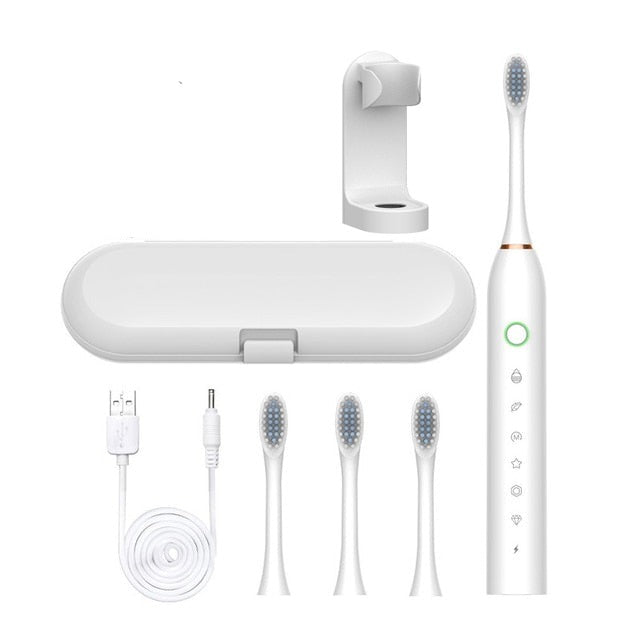 Smart Electric Sonic Toothbrush Rechargeable USB Electronic Teeth Brush IPX7 Waterproof Tooth Whitening Clean 4 Replacement Head