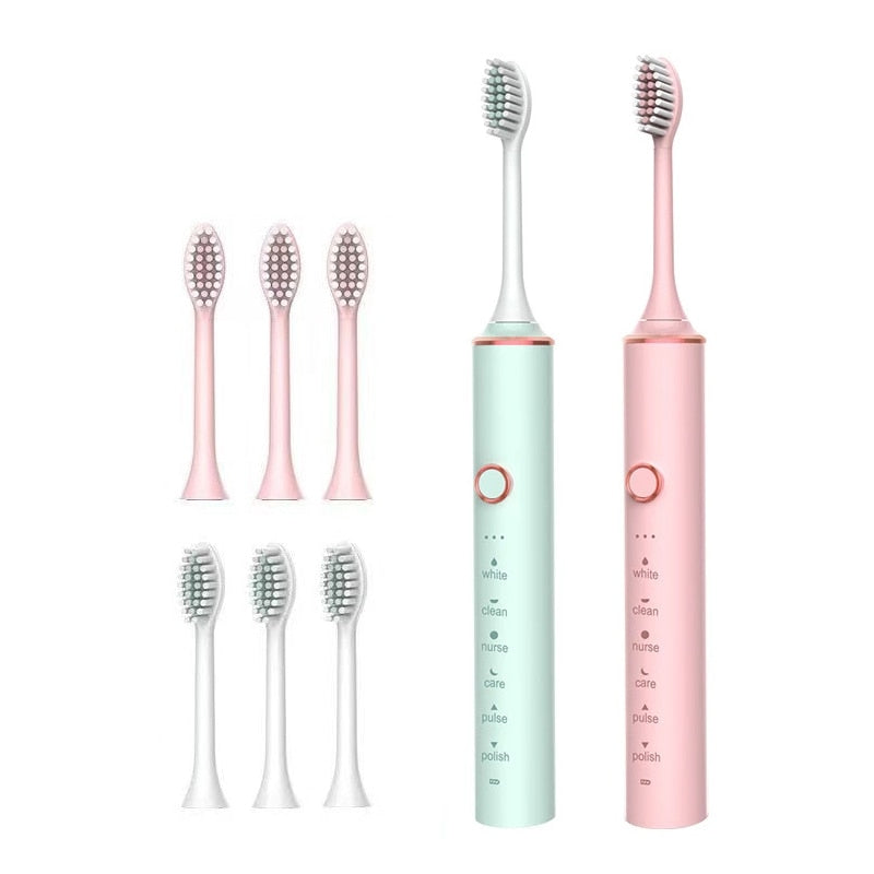 Ultrasonic Sonic Electric Toothbrush for Adults USB Rechargeable Waterproof Electric Teeth Tooth Brushes with 8 Replacement Heads