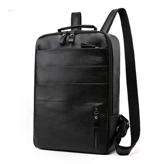 Business Backpacks For Men Waterproof PU Leather Laptop Bag Large Capacity USB Charging Rucksack Male Fashion Bagpack