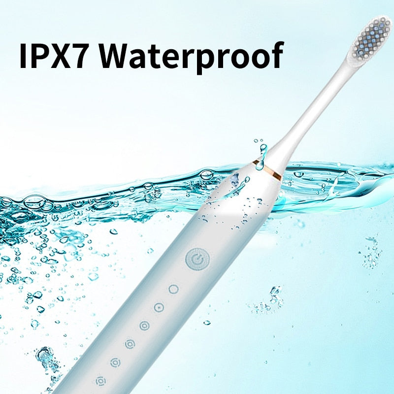 Ultrasonic Sonic Electric Toothbrush USB Charging Electronic Teeth Brush Adult Tooth Whitening 6 Mode IPX7 Waterproof with 4 Heads
