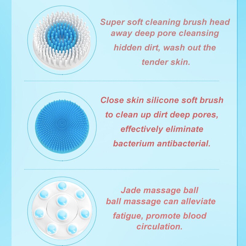 3 IN 1 Facial Cleansing Brush New Electric Cleanser Face Spin Brush Facial  for Skin Deep Clean Electric Wash Brush Instrument