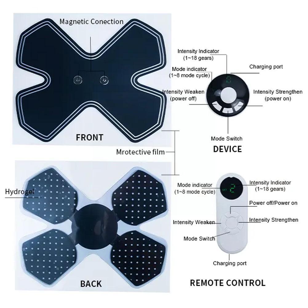 Portable Shoulder Neck Massager With Remote Control Abdominal Body Muscle Microcurrent Massage Electric Machine Stimulator