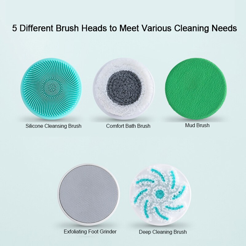 Electric Bath Brush Shower Cleaning Body Massage Brush Multifunctional Spinning Spa Brush Waterproof Long Handle Back Rubbing