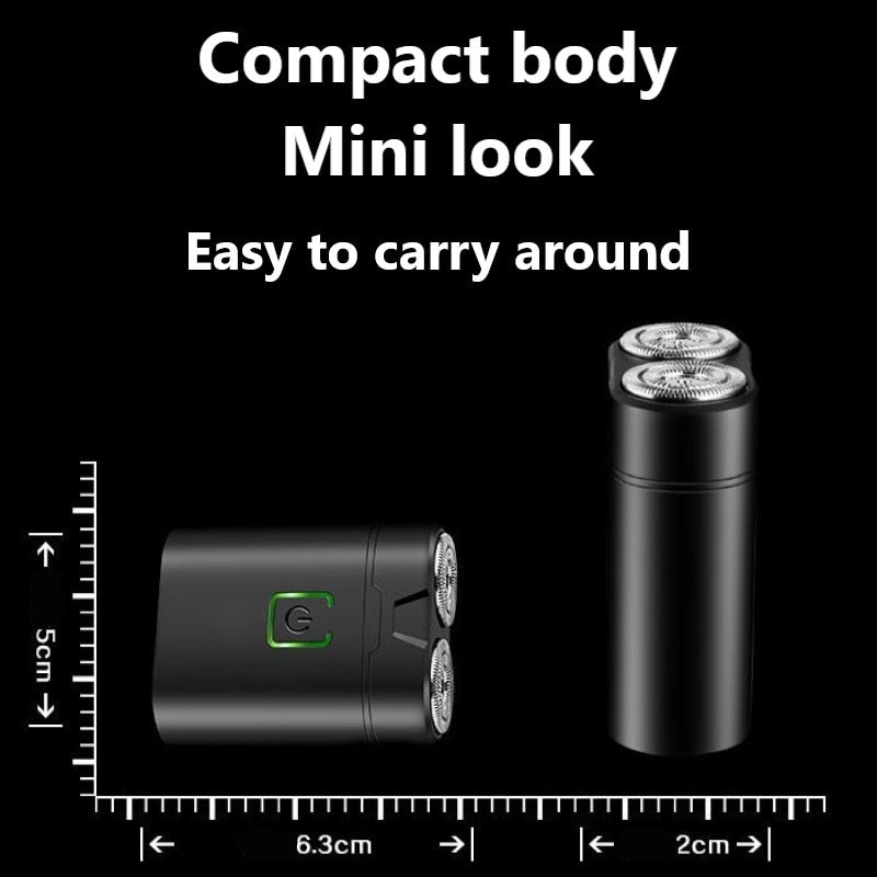 Electric Waterproof Shaver for Men USB Rechargeable Portable Rotary Double-head Shaver Mini Pocket Shaver