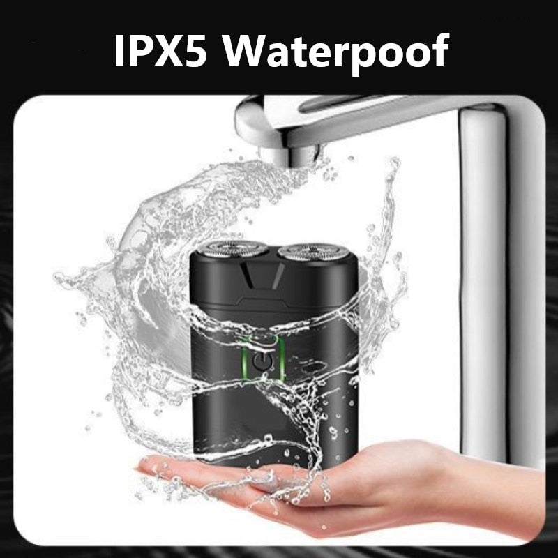 Electric Waterproof Shaver for Men USB Rechargeable Portable Rotary Double-head Shaver Mini Pocket Shaver
