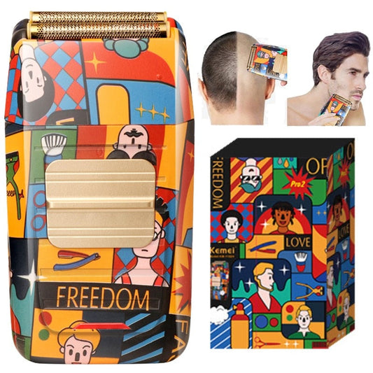 Electric Shaver Razor Grooming Kit Hair Shaver for Men Wet Dry Beard Shaving Machine Graffiti Pattern Electric Razor