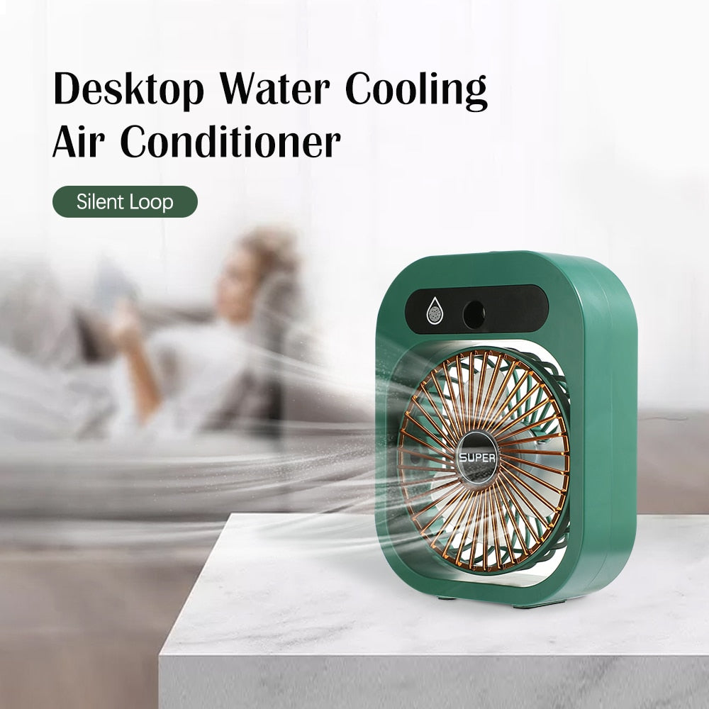 Portable Mist Fan USB Rechargeable Battery Desktop  Air Conditioning Water Spray Humidifier Moisturizing Cooling Fan 3 Speeds